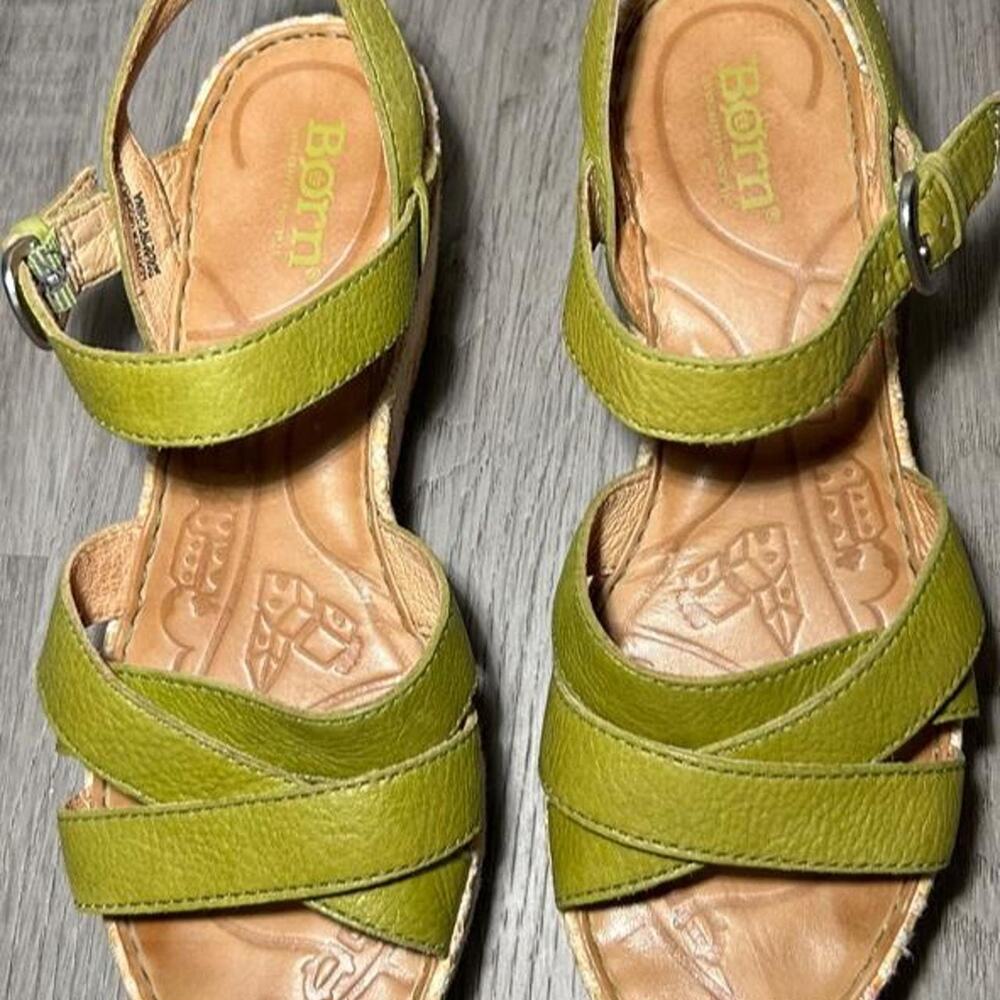 Born green leather platform sandals - Picture 3 of 6